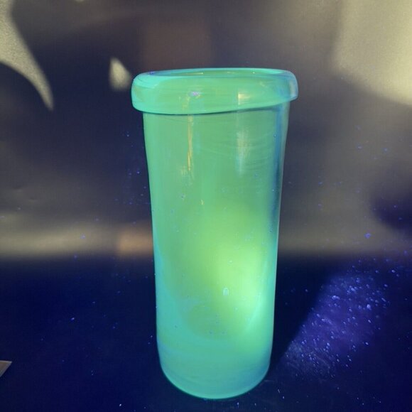 Blenko Joel Myers Roll Top Vase Cylinder Cobalt Blue Manganese 365nm Green UV - Picture 14 of 14